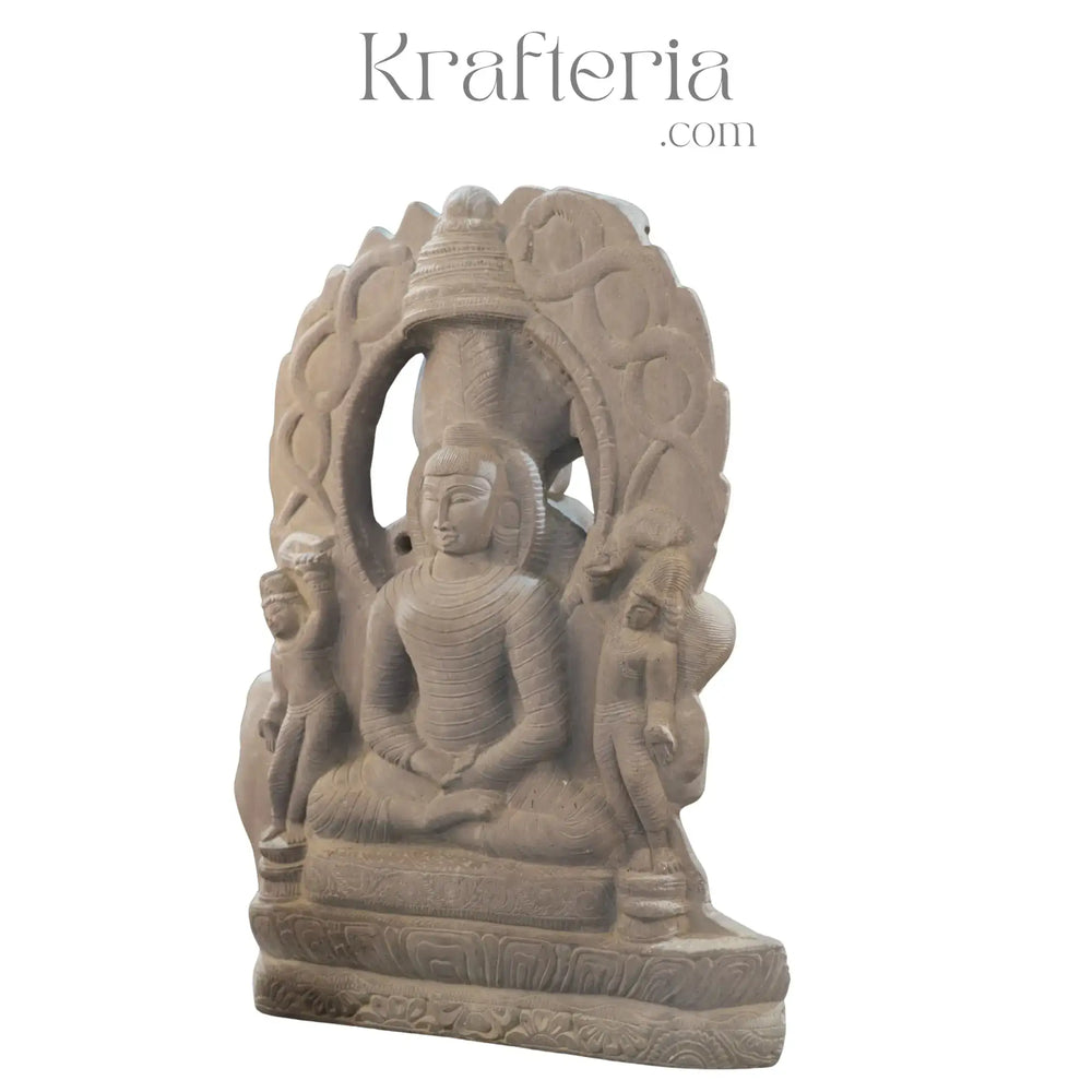 Vardhaman Mahaveer 2-Sided Sculpture – Divine Jain Tirthankara Art Soft Stone