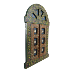 Hand-Painted Wooden Jharokha Door Frame – Traditional Wall Decor