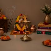 Elegant Traditional Brass Diya Stands (Kuthu Vilakku) with Peacock Finials
