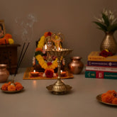 Elegant Traditional Brass Diya Stands (Kuthu Vilakku) with Peacock Finials Brass Ware