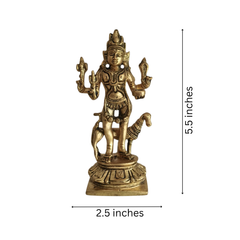 Powerful Brass Kala Bhairava Idol with Dog - Protector Deity Sculpture