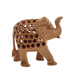 Wooden Elephant with Jali Work | Handmade Indian Craft Sculpture