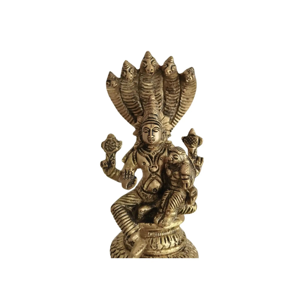 Seated Vishnu and Lakshmi on Brass Sheshnag statue Brass Ware