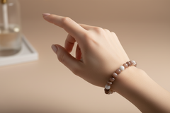 Peach & White Natural Crystal Bead Bracelet | Rose quartz Fashion