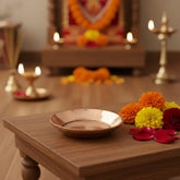 Small Brass Puja Plate - Traditional Ritual Offering Bowl Brass Ware
