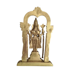 Brass Lord Venkateswara Statue (Balaji) with Majestic Prabhavali Arch Brass Ware