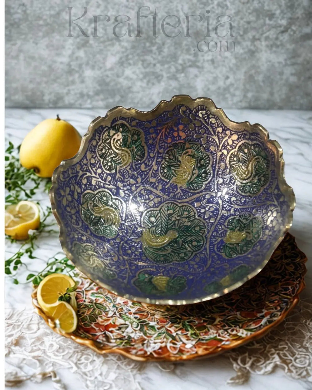 Peacock Glory - Centerpiece Brass Fruit Bowl Brass Ware