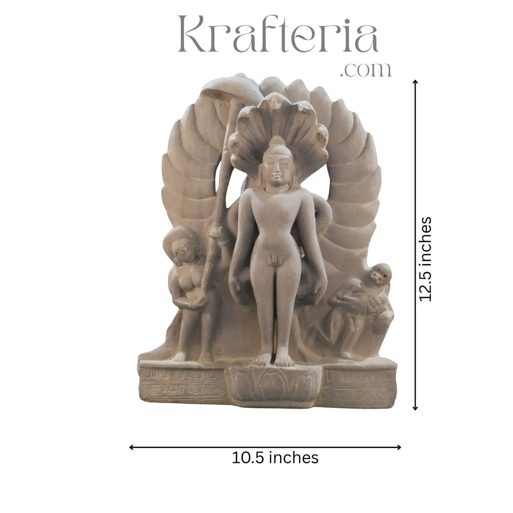 Vardhaman Mahaveer 2-Sided Sculpture – Divine Jain Tirthankara Art Soft Stone