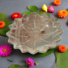 Handcrafted Marble Lotus Urli – Decorative Floral Bowl