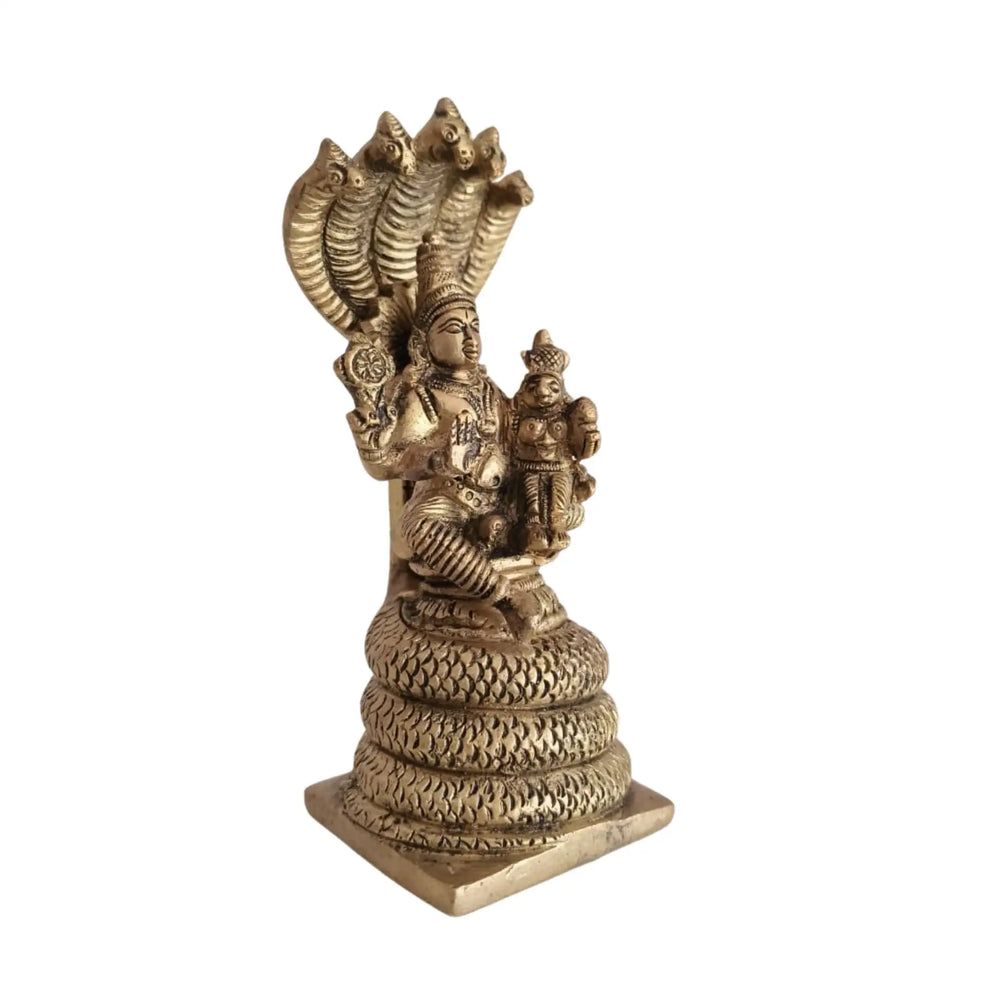 Seated Vishnu and Lakshmi on Brass Sheshnag statue Brass Ware