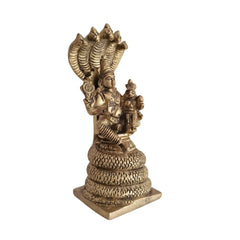 Seated Vishnu and Lakshmi on Brass Sheshnag statue Brass Ware