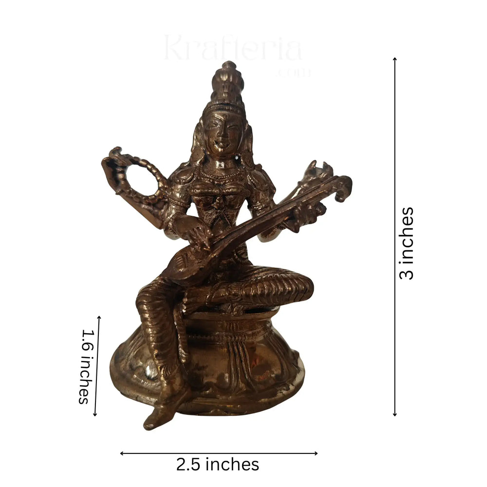 Panchaloha Goddess Saraswati Idol – Embodiment of Wisdom Karthick's metal art