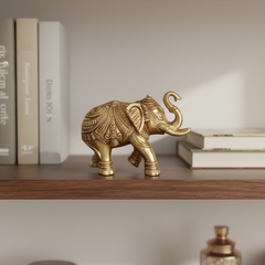 Hand-Carved Brass Elephant Statue: Symbol of Strength, Wisdom, and Good Fortune