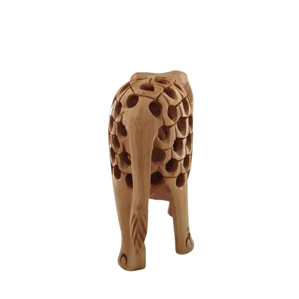 Wooden Elephant with Jali Work | Handmade Indian Craft Sculpture maruthi handicrafts