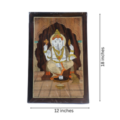 Lord Ganesha with Shankh & Chakra – Rosewood Inlay Art Frame