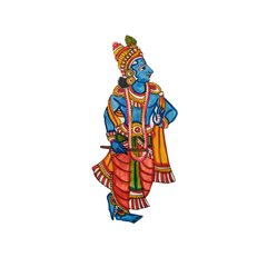 Lord Krishna with Flute - Traditional Tholu Bommalata Leather Wall Art Paintings