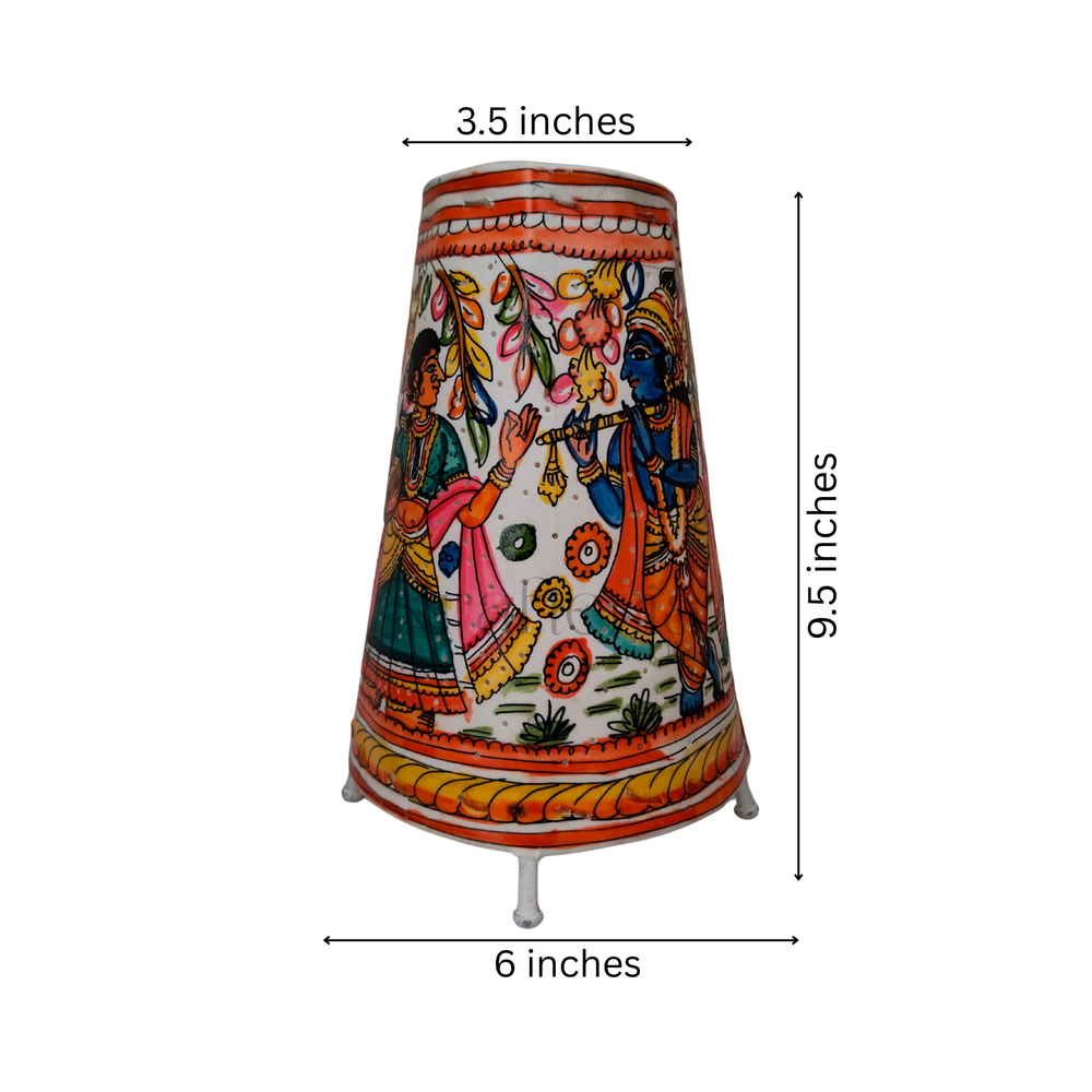 Handcrafted Leather Puppetry Divine Radha Krishna Theme | Bed Lamp Leather Paintings