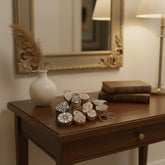 Handcrafted traditional Indian motif keychains in Bagru and Sanganer style with intricate hand-painted designs