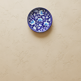 Classic Deep Blue Pottery Floral Wall Plate | Quartz Ceramic Decor
