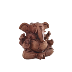 Decorative Wooden Ganesh in Seated Position | Handmade Religious Figurine