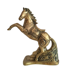 Galloping Brass Horse Statue | Ornate Handcrafted Rearing Horse Sculpture Brass Ware