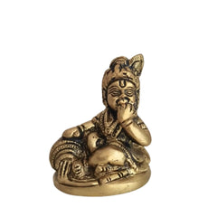 Brass Idol of Bal Krishna (Baby Krishna) with Butter Ball Brass Ware