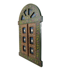 Hand-Painted Wooden Jharokha Door Frame – Traditional Wall Decor