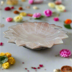 Handcrafted Marble Lotus Urli – Decorative Floral Bowl