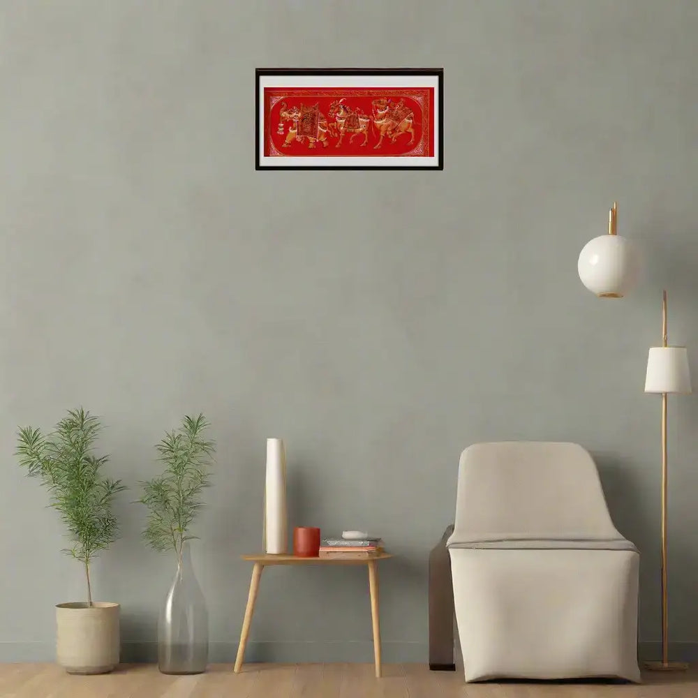 Rajasthan Mughal style Procession Miniature painting Paintings