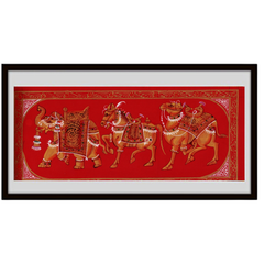 Rajasthan Mughal style Procession Miniature painting