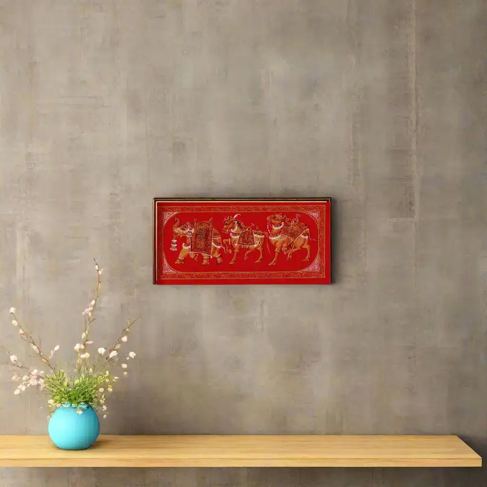 Rajasthan Mughal style Procession Miniature painting Paintings