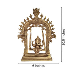Unique Brass Lord Ganesha on Swing (Jhula): Idol of Joy, Playfulness, and Auspiciousness Brass Ware