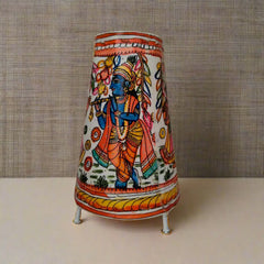 Handcrafted Leather Puppetry Divine Radha Krishna Theme | Bed Lamp Leather Paintings