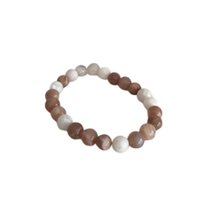Peach & White Natural Crystal Bead Bracelet | Rose quartz Fashion