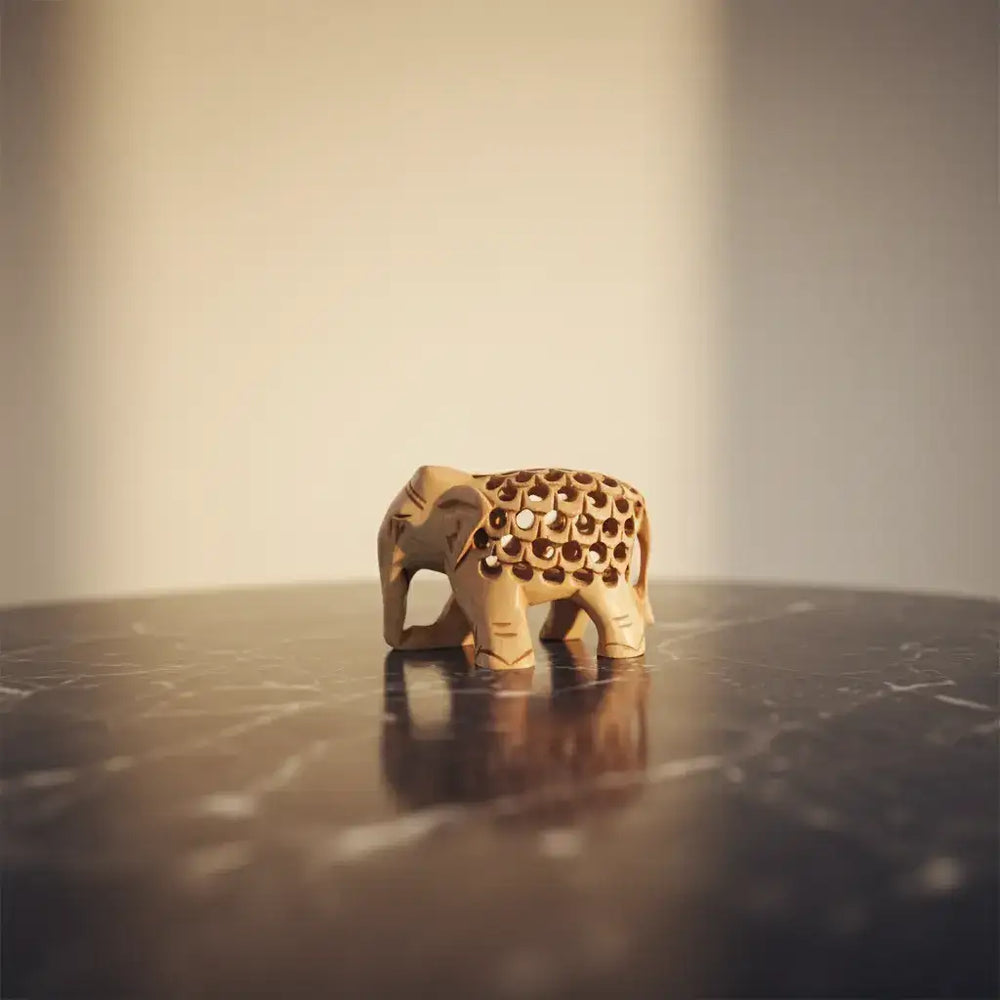 Wooden Elephant with Jali Work | Handmade Indian Craft Sculpture maruthi handicrafts