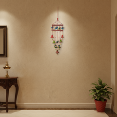 Auspicious Rajasthani style jhumar with hand-painted elephants and terracotta bells for traditional home décor