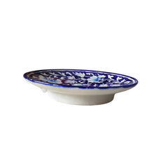 Classic Deep Blue Pottery Floral Wall Plate | Quartz Ceramic Decor Pottery