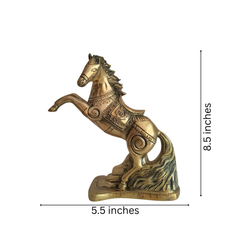 Galloping Brass Horse Statue | Ornate Handcrafted Rearing Horse Sculpture