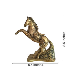 Galloping Brass Horse Statue | Ornate Handcrafted Rearing Horse Sculpture Brass Ware