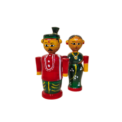 Etikoppaka Wooden Marriage Couple Figurines - Traditional South Indian Attire