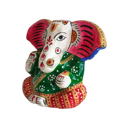 Meenakari Ganesha Idol - Hand-Painted Lord of Beginnings Metal Decorative