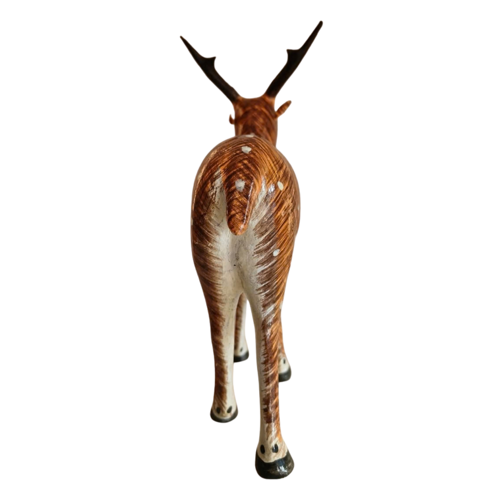 Hand-painted Nirmal lacquered standing deer wooden decor