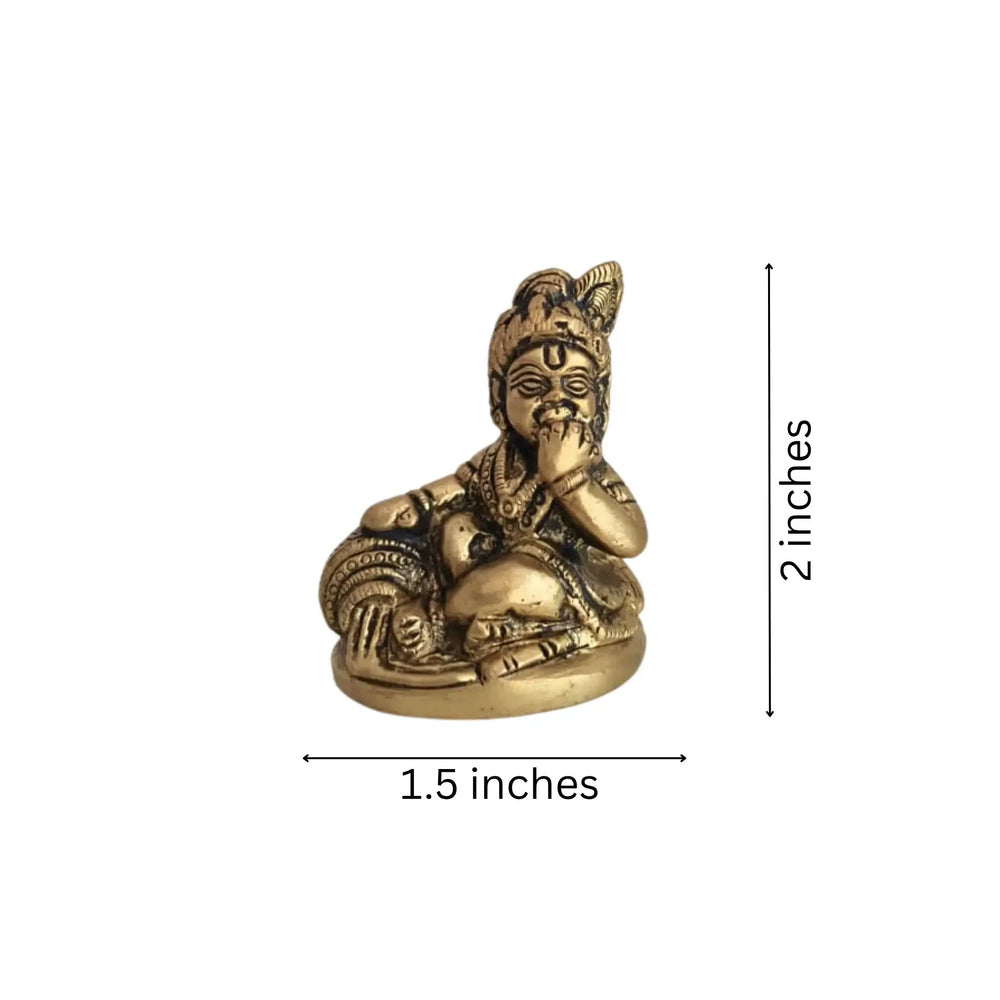 Brass Idol of Bal Krishna (Baby Krishna) with Butter Ball Brass Ware