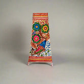 Hand-Painted Leather Lamp with Vibrant Fish and Tree of Life Motif Leather Paintings