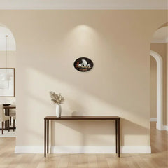 Elephant Family in the Forest – Oval Rosewood Inlay Art Frame Inlay Art