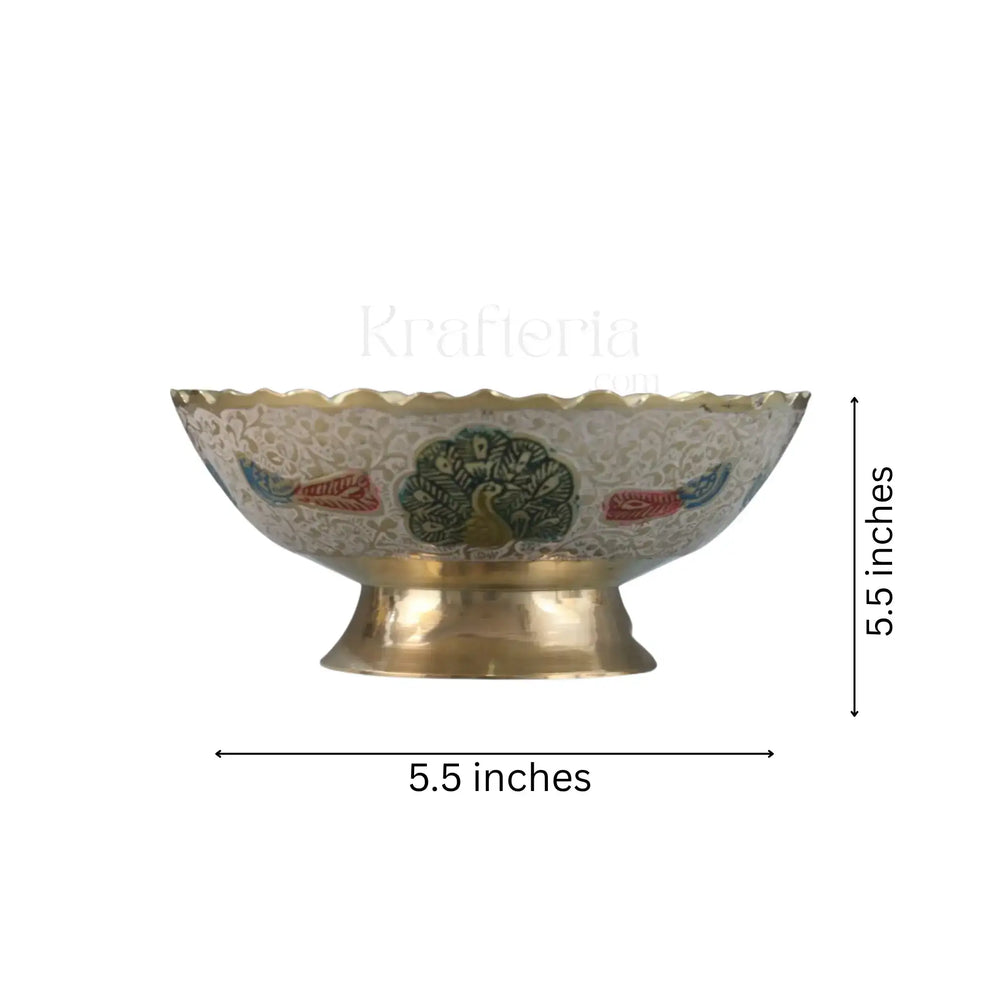 Peacock Glory - Centerpiece Brass Fruit Bowl Brass Ware