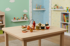 Traditional wooden kitchen toy set handcrafted and child-safe