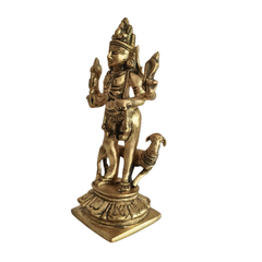 Powerful Brass Kala Bhairava Idol with Dog - Protector Deity Sculpture