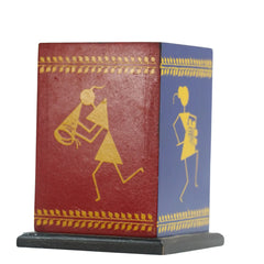 Traditional Channapatna lacquered wooden pen stand desk organizer