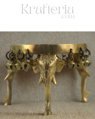 Brass Elephant Pooja Stools With Hanging Bells